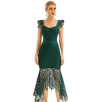 Luxury Exclusive Women Evening Gown Dress Green Halter Bandage Lace Party Club Dress