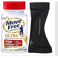 Move Free Type II Collagen, Boron & HA Ultra Triple Action Tablets, Move Free (75 Tablets in A Bottle) + Bonus TC Unisex Knee Sleeve Size Small Black