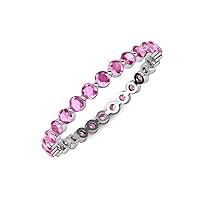 Floating Pink Sapphire 3/4 ctw Womens Eternity Wedding Anniversary Stackable Band 14K Gold