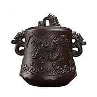 Ceramic Cremation Urn Memorial Funeral Urn,for Human and Pet Ashes,Creative Hand-Carved Pattern,Dragon jar (Color : Dragon)