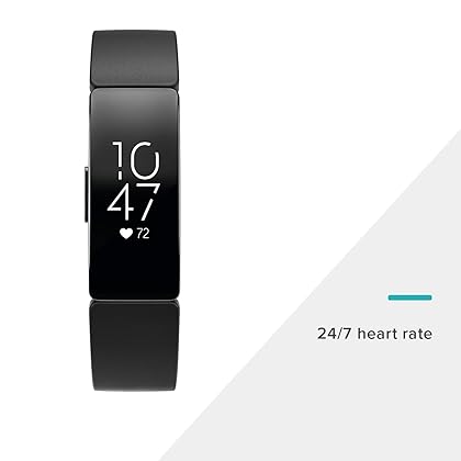 Fitbit Inspire HR Heart Rate and Fitness Tracker, One Size (S and L Bands Included), 1 Count