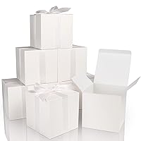 COTOPHER Small Gift Boxes 25 Pack 5x5x5 inches White Gift Boxes with Lids for Gifts, Crafting, Wedding Party Favor, Cupcake Boxes, Candy, Bridesmaids Proposal Box with Ribbons and Stickers