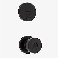 Kwikset 991 Pismo Keyed Entry Knob and Single Cylinder Deadbolt Combo Pack Featuring SmartKey in Matte Black