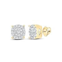 The Diamond Deal 14kt White Gold Womens Round Diamond Flower Cluster Earrings 2 Cttw