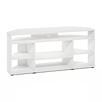 Furinno Jensen Corner Stand TV up to 55 Inches, 15.67 (D) x 46.54 (W) x 20.51 (H) inches, White