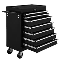 7 Drawer Rolling Tool Chest,Tool Cabinet on Wheels with Locking System,Rolling Tool Box Organizer Tool Case,Multifunctional Tool Cart Mechanic Tool Storage Cabinet for Garage,Wareh black One size