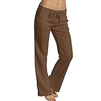Women's Linen Blend Drawstring Plus Size Loose Fit Palazzo Pants 2024 Summer Lounge Trousers Wide Leg Sweatpants