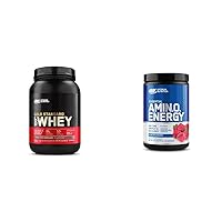 Optimum Nutrition Gold Standard 100% Whey Protein Powder Double Rich Chocolate 2 Pound and Amino Energy Pre Workout Blue Raspberry 30 Servings
