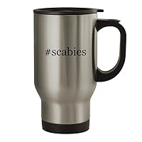 #scabies - 14oz Stainless Steel Hashtag Travel Coffee Mug, Silver