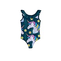 PattyCandy Cute Swimwear for Big & Little Girls Princess Unicorn Floral Print Girls Frill Swimsuit