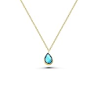 14K Real Gold Aquamarine Necklace, Minimalist Gold Oval Aquamarine Pendant