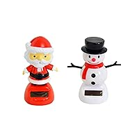 2 pcs Solar Powered Toy Christmas Snowman & Santa Claus Swinging Bobble Toy Gift for Car Decoration Novelty Happy Dancing Solar Animated Toys