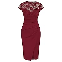 GRACE KARIN Women Sleeveless Lace Party Dress Wrap Ruched Cocktail Bodycon Dress
