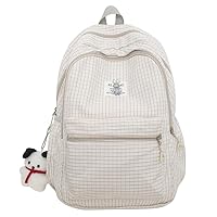 Cute Backpack for Women Kawaii Y2K Plaid Checkerboard Harajuku Hiking Travel Aesthetic Rusksack Daypack (white)
