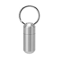 Waterproof Single Chamber Stainless Steel Travel Small Pill Box,plplaaoo Pill Case, Portable Medicine Bottle Stainless Steel Waterproof Small Capsule Case Storage Container with Keychain, waterpr