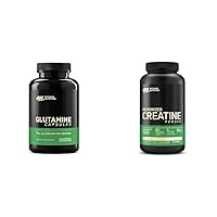 Optimum Nutrition L-Glutamine Muscle Recovery Capsules, 1000mg, 240 Count (Package May Vary) & Micronized Creatine Monohydrate Powder, Unflavored, Keto Friendly, 60 Servings (Packaging May Vary)