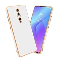 Case Compatible with Xiaomi Mi 9T / Mi 9T PRO/RedMi K20 / RedMi K20 PRO in Glossy White - Gold - Protective Cover Made of Flexible TPU Silicone and with Camera Protection