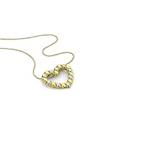 Round Yellow Sapphire & Lab Grown Diamond 1/2 ctw Women Heart Pendant Necklace. Included 16 Inches Chain