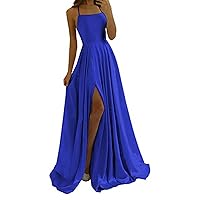 Prom Dress Juniors Women's Solid Color Evening Dress Sexy Back Hollowed Out Split Dress Cocktail Dress