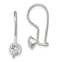 925 Sterling Silver Polished Leverback Kidney wire Stellux Crystal French Wire Earrings Measures 17x6mm Wide Jewelry for Women
