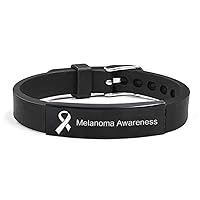Black Melanoma Awareness Ribbon Bracelets for Men Women,Adjust Black Silicone Ribbon Rubber Wristband Skin Cancer Black Lives Matter Melanoma Awareness Bracelet Support Recovery Gift