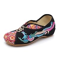 Women's Handmade Flower Embroidered Shoes Women Ballerina Mary Jane Flat Ballet Cotton Loafer Ladies Casual Style Comfortable Soft Canvas Shoes
