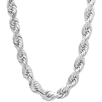 Savlano 925 Sterling Silver 8.5mm Solid Italian Rope Diamond Cut Twist Link Chain Necklace With Gift Box For Men & Women - Made in Italy