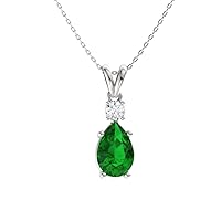 Natural and Certified Pear Cut Gemstone and Teardrop Pendant Necklace with Diamond in 14k Solid Gold | 0.43 Carat Pendant with Chain