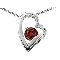 Sterling Silver 7mm Round Heart Shape Pendant Necklace