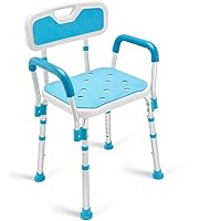 Health Line Massage Products Shower Chair with Back for Seniors, Bathtub Seat with Removable Arms for Handicap, Disabled & Elderly - Adjustable Shower Bench for Tubs (FSA or HSA Eligible)