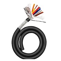 TRVVP Flexible Shielded Cable, Drag Chain Cable, Multi-Core Control Cable, Pure Copper Conductor, Black Insulation, 65.6ft(20m),8 cores(AS8*0.75mm), OD10.2mm.