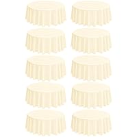 10 Pack Round Tablecloths - 120 Inch, Beige Polyester Table Cover for Round Table, Stain and Wrinkle Resistant Washable Fabric Table Cloth, Polyester Tablecloth for Wedding Banquet Parties