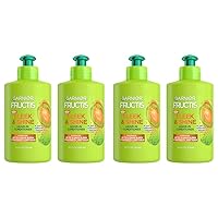 Garnier Fructis Sleek & Shine Leave-In Conditioning Cream for Frizzy, Dry Hair, Plant Keratin + Argan Oil, 10.2 Fl Oz, 2 Count (Packaging May Vary) (Pack of 2)