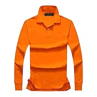 Men's Polo Shirt 100% Cotton Polo Shirts Casual Long-Sleeved Polo Shirts