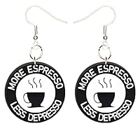 Coffee Earrings Hypoallergenic Silver Plated Fishhooks Yazzle Dazzle Depresso