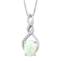 Lab Created Opal Pendant Necklace in Sterling Silver with 18 Inch Chain