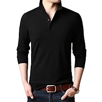 Mens Solid Color Polo Shirt Long Sleeve Slim Fit Korean Boys Polo Shirt Casual Clothing