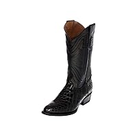 Italia Mens Stallion Alligator Round Toe Casual Boots Mid Calf - Black