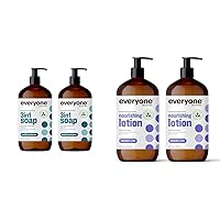 3-in-1 Soap, Body Wash, Bubble Bath, Shampoo, 32 Ounce (Pack of 2), Pacific Eucalyptus & Nourishing Hand and Body Lotion, 32 Ounce (Pack of 2), Lavender and Aloe