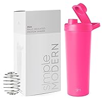 Simple Modern Stainless Steel Shaker Bottle with Ball 24oz | Metal Insulated Cup for Protein Mixes, Shakes and Pre Workout | Rally Collection | Raspberry Vibes