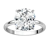 Riya Gems 5.70 CT Cushion Moissanite Engagement Ring Wedding Eternity Band Vintage Solitaire Halo Silver Jewelry Anniversary Promise Ring Gift