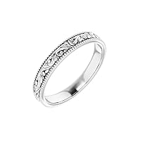 14ct White Gold Polished Design engraved Band Size M 1/2 Jewelry for Women