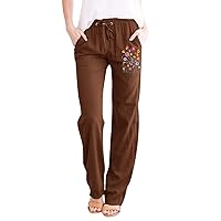 Beach Pants Pants Solid Cotton and Pants with Pocket Long Pants Cute Outfits for Women Lightweight Summer Pants