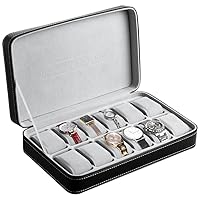 OSVINO 12 Slots Watch Box Zippered Travel Case Luxury PU Leather Watch Storage Box Jewelry Collection Display Holder Organizer for Men Women