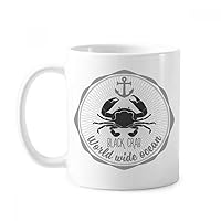 Crab Sketch Marine Organism Pattern Mug Pottery Ceramic Coffee Porcelain Cup Tableware