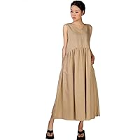 3 Colors Handmade Linen Maxi SummerBeach Dress plus1x-10x(SZ16-52)