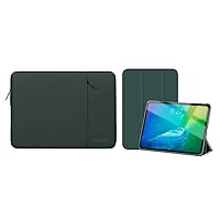 MOSISO Compatible with iPad 10th Generation Case 10.9 inch 2022&Laptop Sleeve Bag Compatible with MacBook Air/Pro,13-13.3 inch Notebook,Polyester Vertical Case with Pocket,Midnight Green&Emerald Green