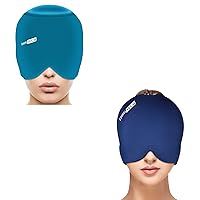 ComfiTECH Migraine Ice Head Wrap, Headache Relief Hat for Migraine (Medium Blue) & Migraine Ice Head Wrap with Top Coverage (Navy)