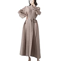 Pleated Elegant Dresses for Women Ruffles Solid Bandage Maxi Dress Autumn Summer Female Clothing