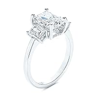 5.00ct Radiant Cut Simulated Diamond 18k White Gold Plated Alloy Three Stone Engagement Wedding Ring